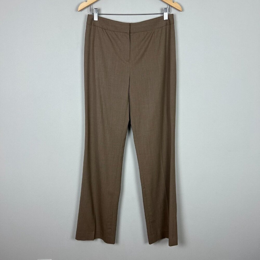 LAFAYETTE 148 Dress Pants Womens 4 Brown‎ Menswear Virgin Wool Stretch Office